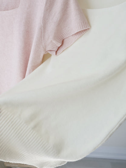 Cozy Marshmallow Square-Neck Knit Top(Ivory)