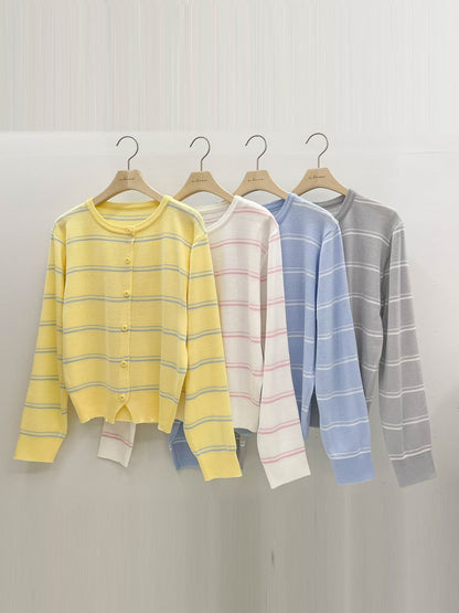 Colorful Springtime Striped Cardigan(4 colors)