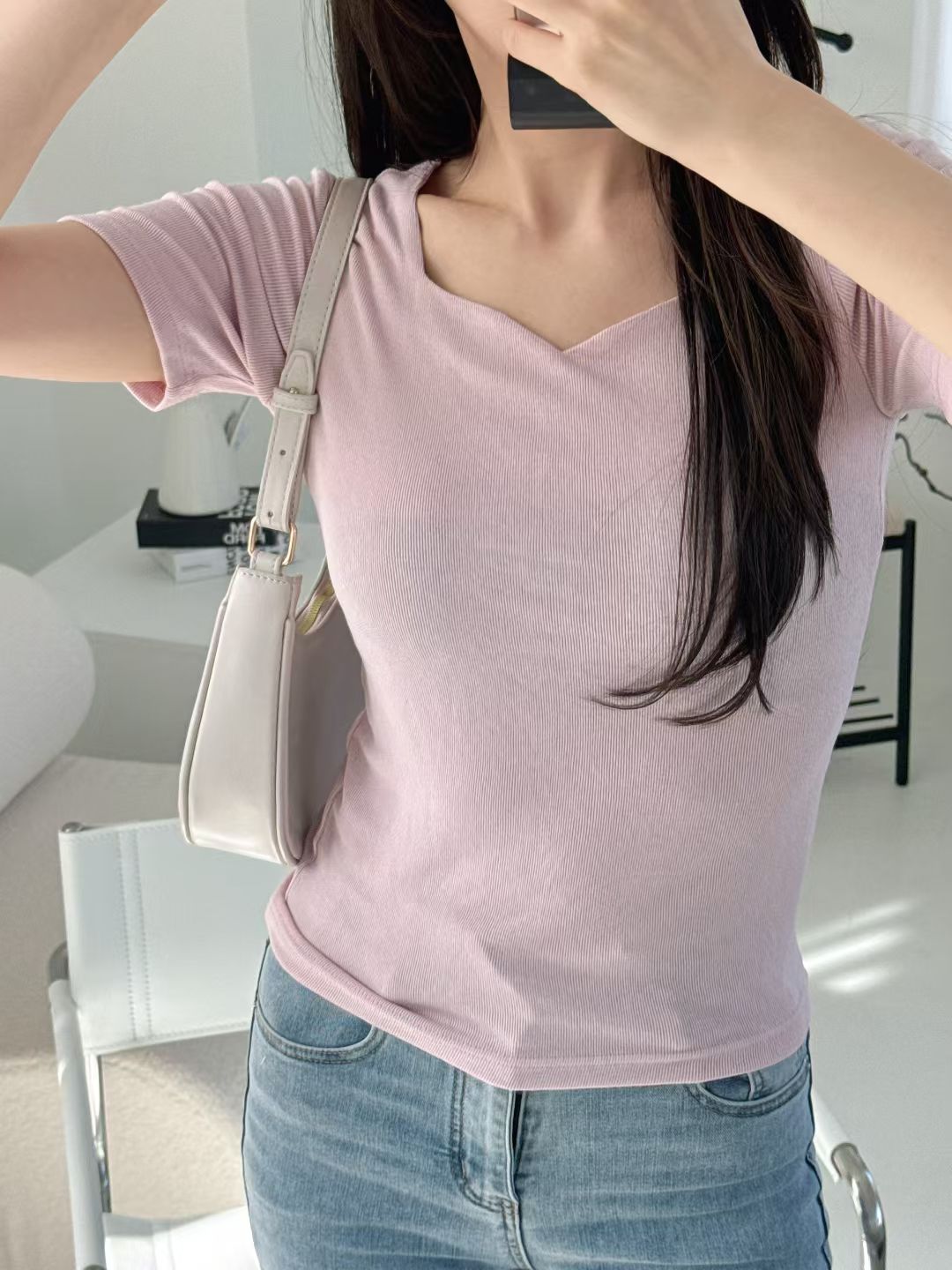 Slimming Sweetheart Neck Stretch Rayon Top(4 Colors)