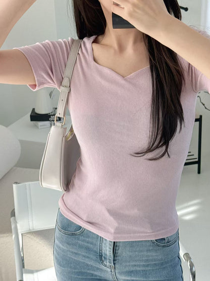 Slimming Sweetheart Neck Stretch Rayon Top(4 Colors)