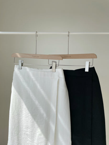 [Hip-Slimming✨] Minimalist Breathable Cotton-Linen H-Line Midi Skirt(Black)