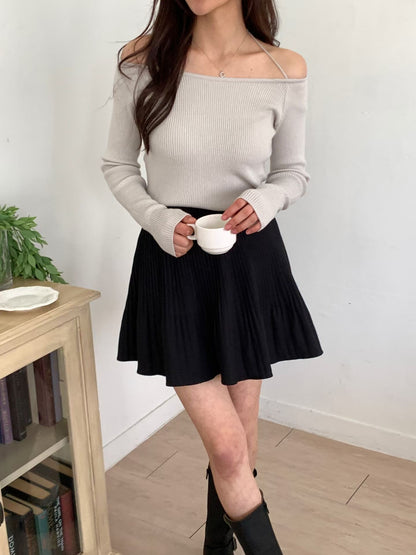 2-WAYS Boat Neck Tie-Back Knit Top(5 colors)