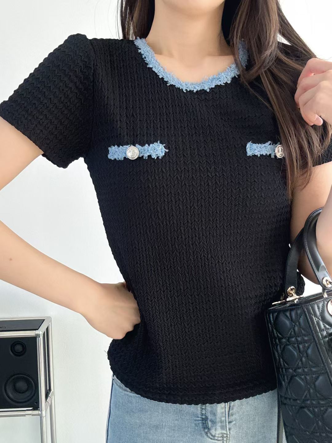 [Wrinkle-Free] Elegant Fringed Tweed Blouse(2 Colors)