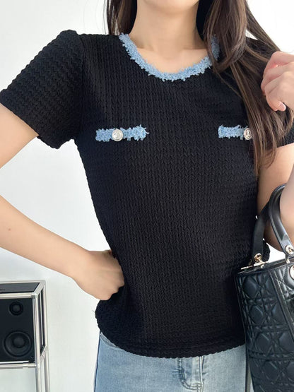[Wrinkle-Free] Elegant Fringed Tweed Blouse(2 Colors)