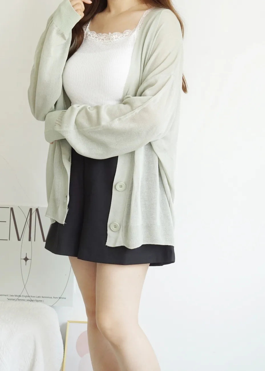 Oversized Sheer Ice Silk Sun-Protection Cardigan(Mint)