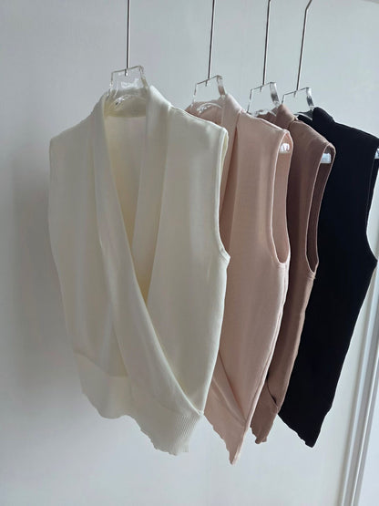 Chic Drape Wrap-Neck Knit Top(4 colors)