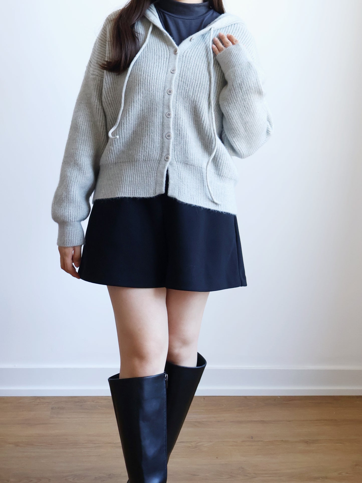 Casual Button Hooded Knit Cardigan