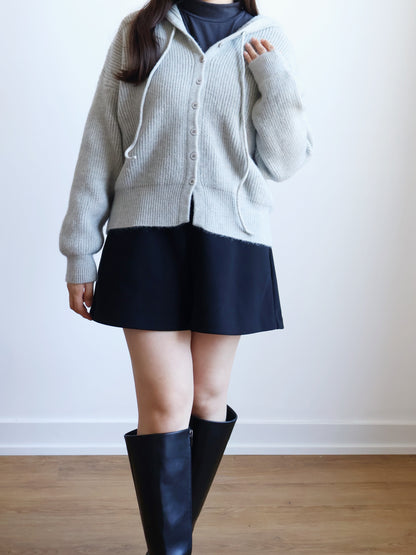 Casual Button Hooded Knit Cardigan