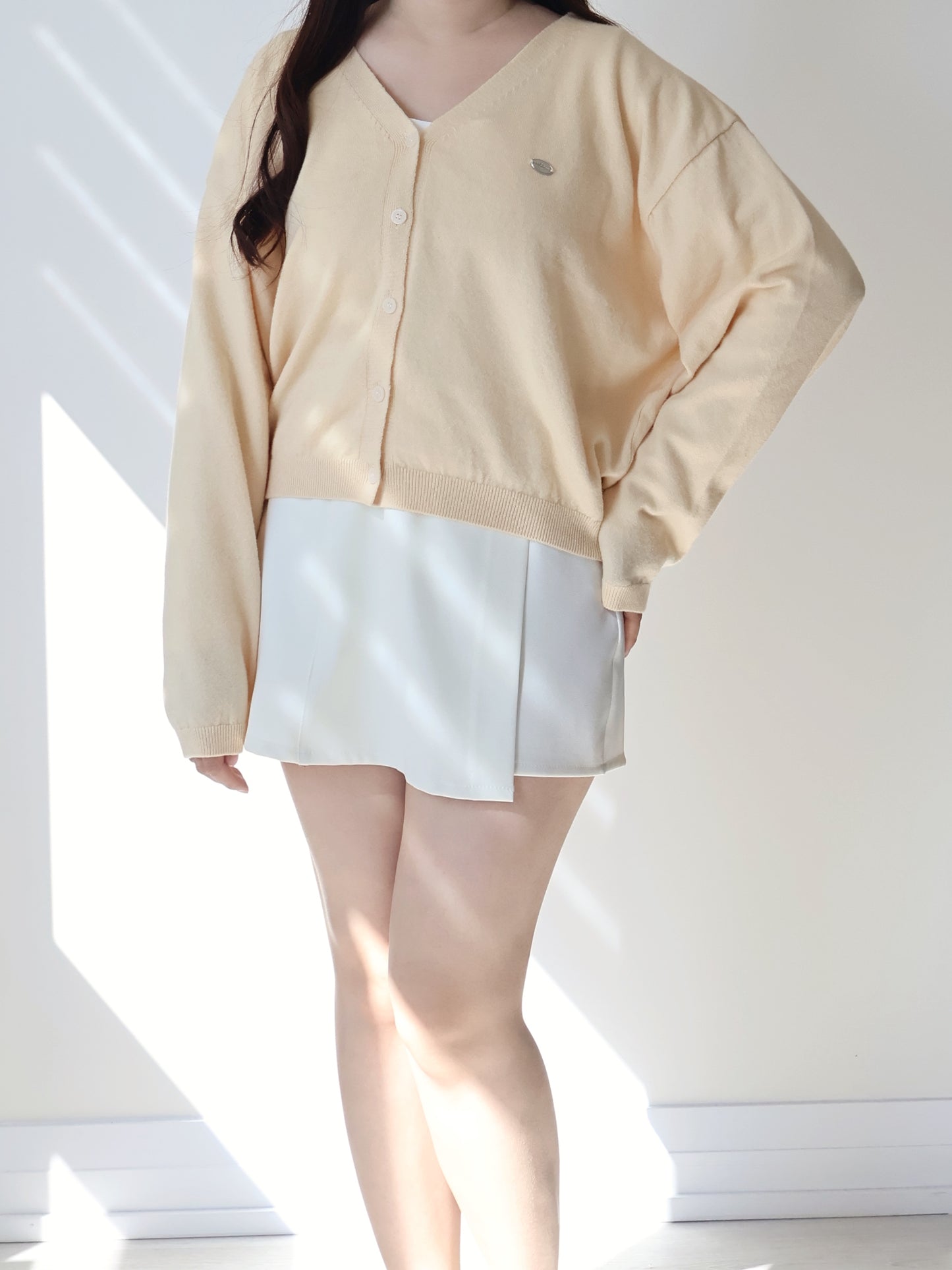 Premium Italy Cotton🇮🇹 Silver Badge Cardigan(Light Yellow)
