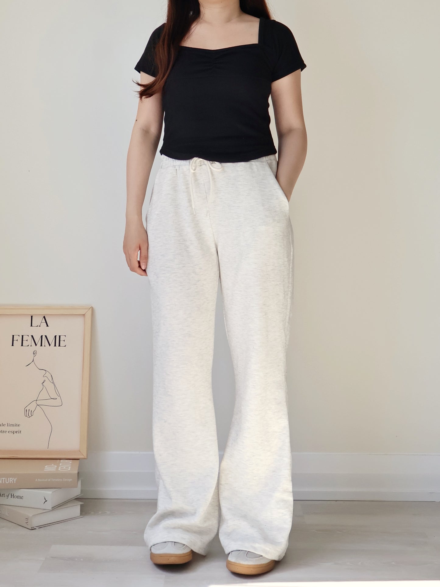 [3 Lengths] Everyday Bootcut Sweatpants(Oatmeal cream)