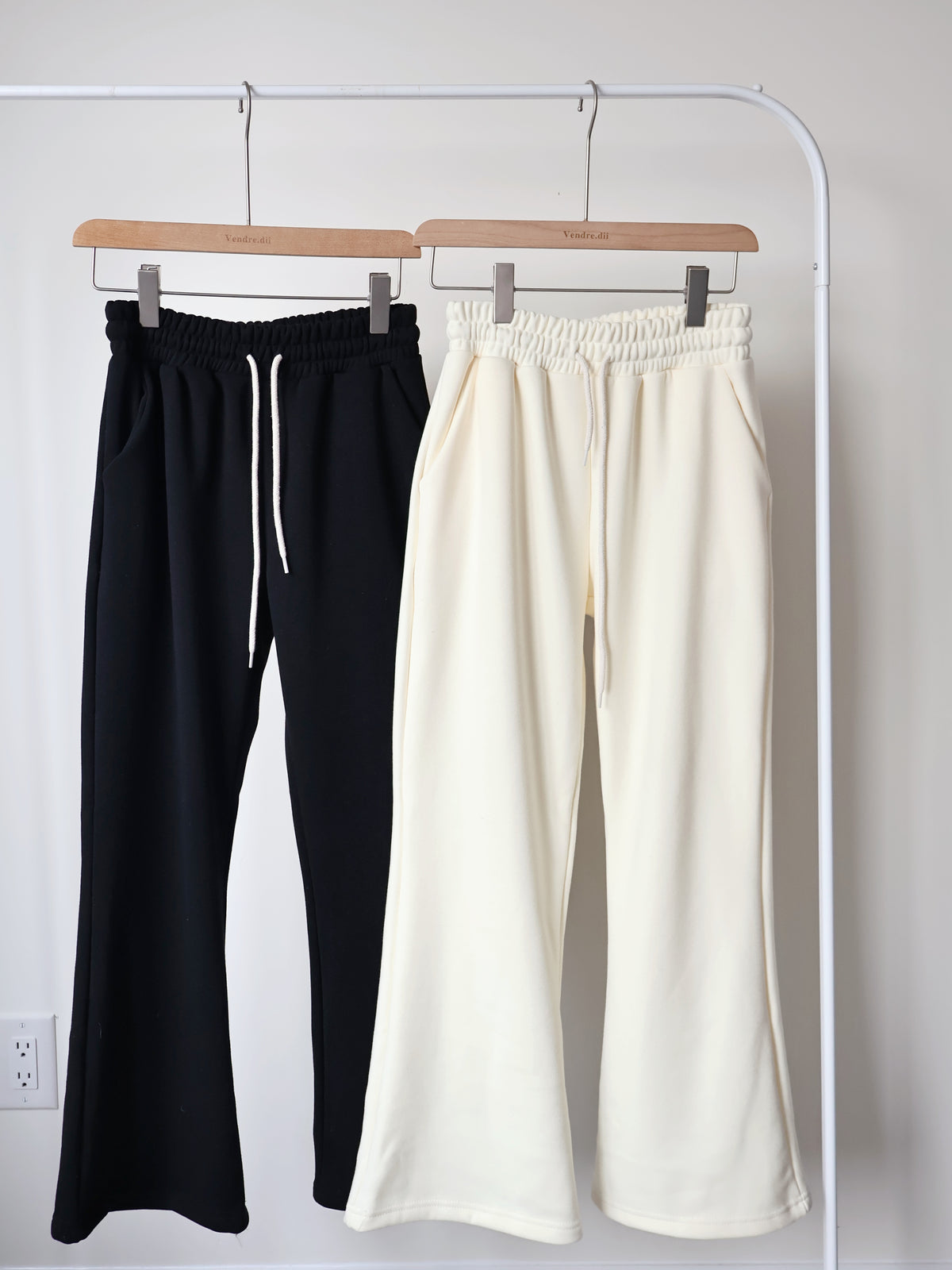 [3 Lengths] Pyjama-Soft Fuzzy Fleece Bootcut Pants with Pockets(Black)