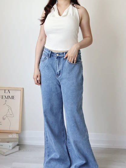 [S-2XL · 3 Lengths] Everyday Drape Tencel Blend Bootcut Denim Pants (Classic Blue)