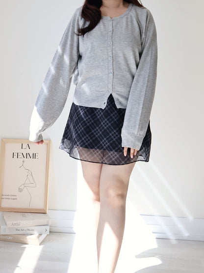 Premium Italian Cotton Soft-Touch Raglan Cardigan(Grey)