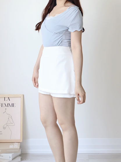 +5cm Leg-Elongating A-Line Tailored Skort(Ivory)