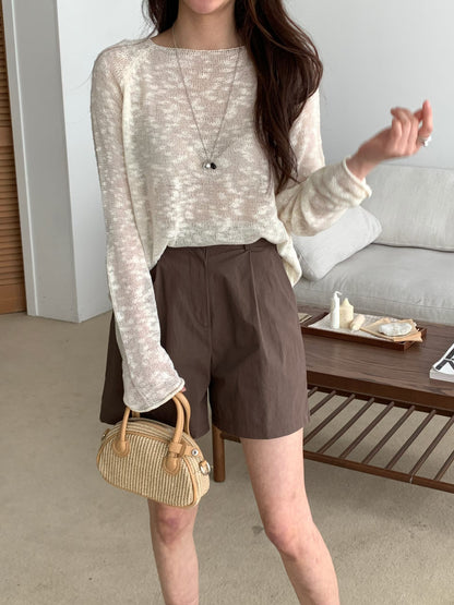 Melange Boat Neck Sheer Knit Top(4 colors)