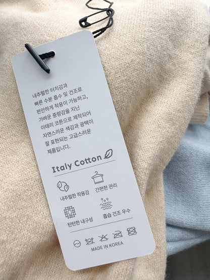 Premium Italy Cotton🇮🇹 Silver Badge Cardigan(Light Yellow)