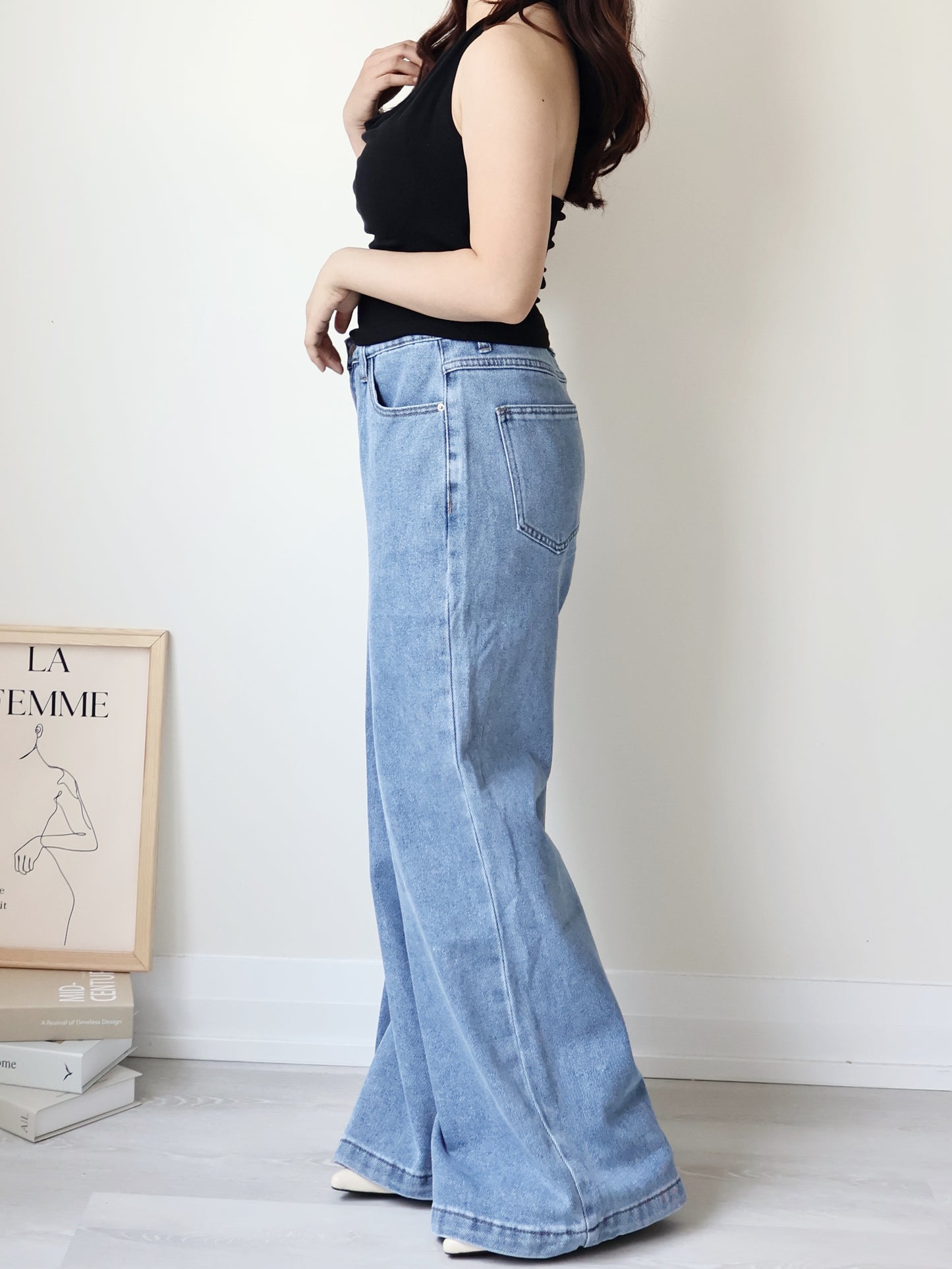 [S-2XL · 3 Lengths] Everyday Drape Tencel Blend Bootcut Denim Pants (Classic Blue)