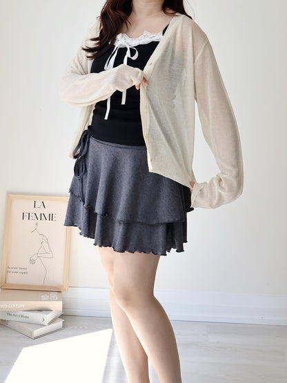 Featherlight Airy Ice-Silk UV-Block Knit Cardigan(Cream)