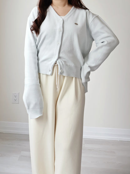 V-neck Silver Plaque Mochi Cardigan(Mint)