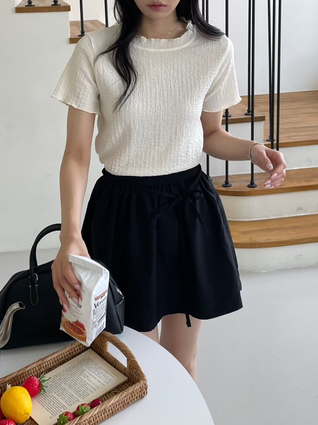 [Wrinkle-Free] Daily Lettuce-Trim Ripple Top(3 Colors)