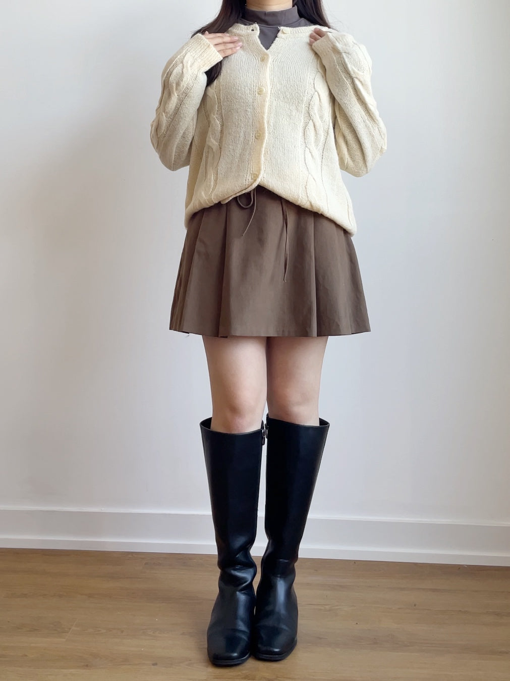 [10% WOOL] Danish Bread Twist Cardigan(Cream)