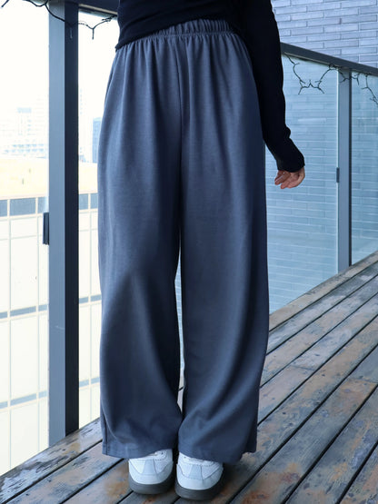 [3 Lengths] Everyday Relaxed Wide-Leg Cotton Pants with Pockets(Charcoal)