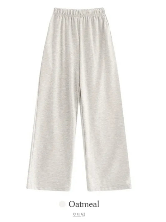 [3 Lengths] Everyday Relaxed Wide-Leg Cotton Pants with Pockets(Oatmeal)