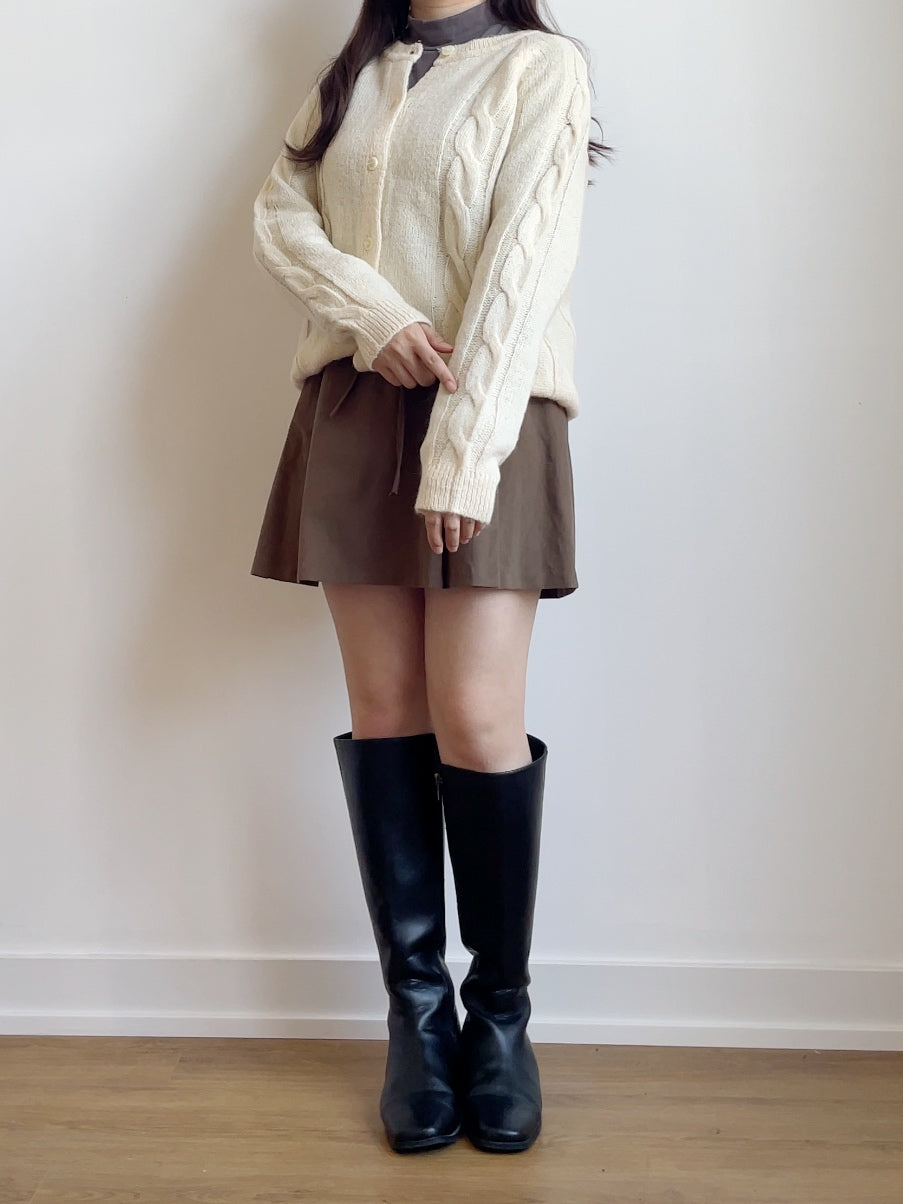 [10% WOOL] Danish Bread Twist Cardigan(Cream)