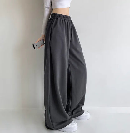 [3 Lengths] Everyday Relaxed Wide-Leg Cotton Pants with Pockets(Charcoal)