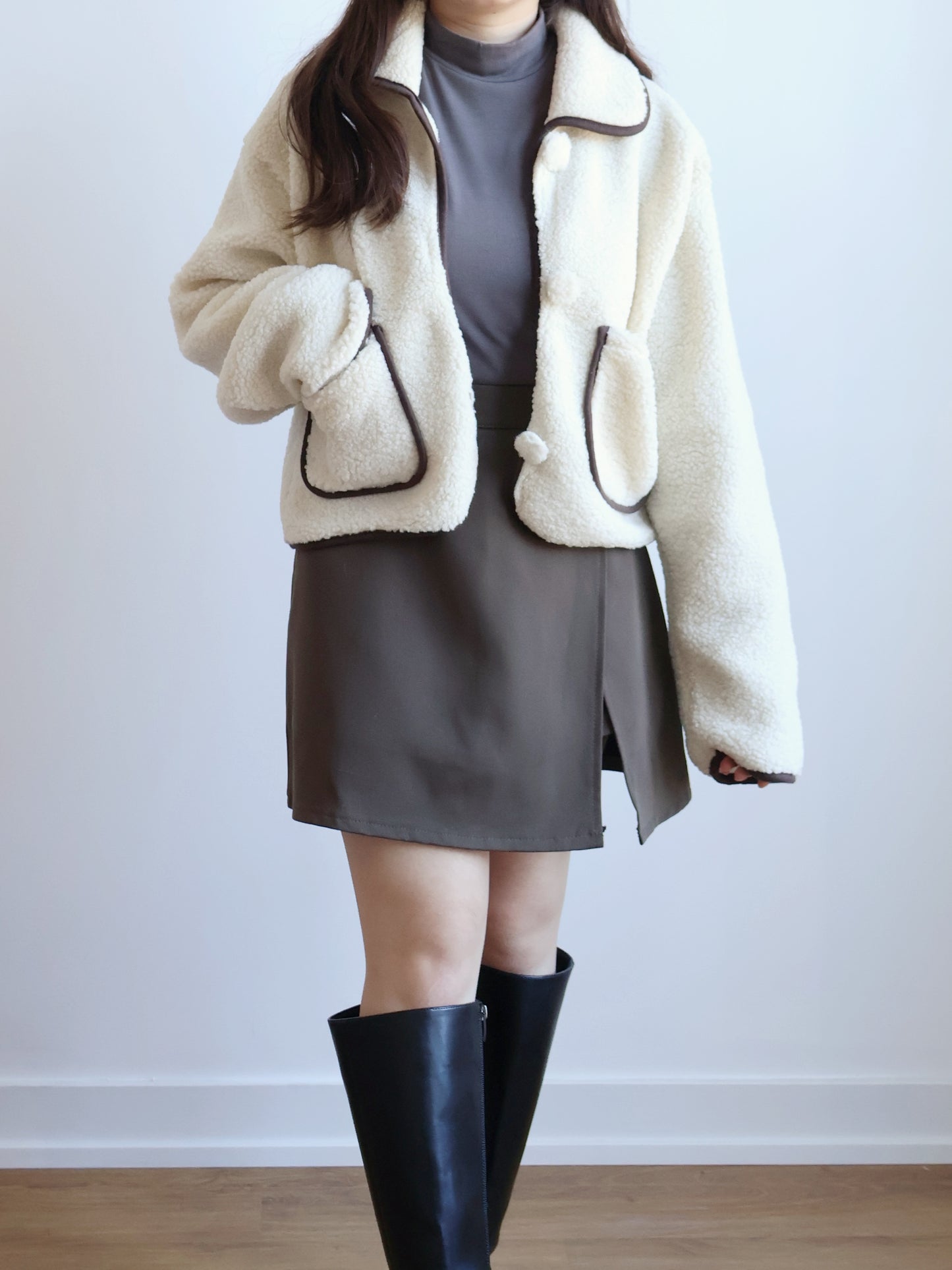 Teddy Bear Coat(IvoryxBrown)