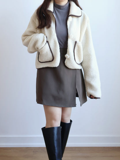 Teddy Bear Coat(IvoryxBrown)