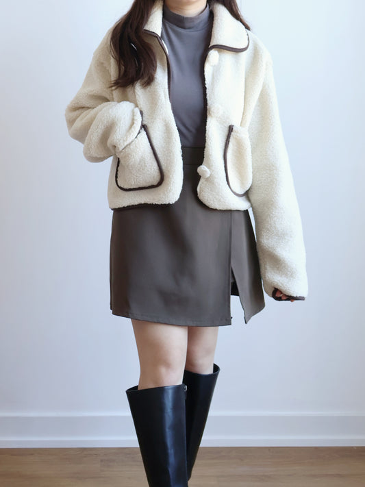 Teddy Bear Coat(IvoryxBrown)