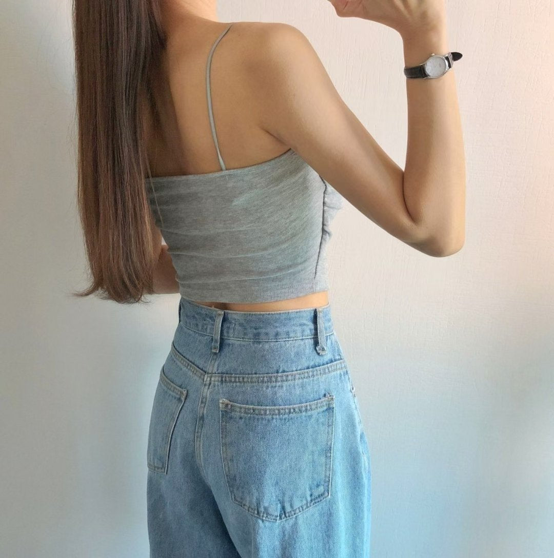 Everyday Straight-Neck Strap Cloud Touch Bra Top(4 Colors)