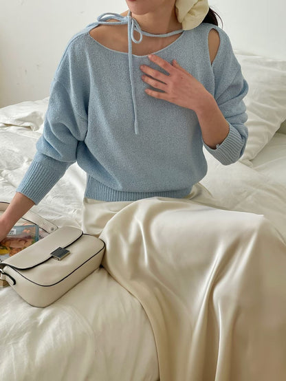 Romance Choker Slit Knit Top(4 colors)