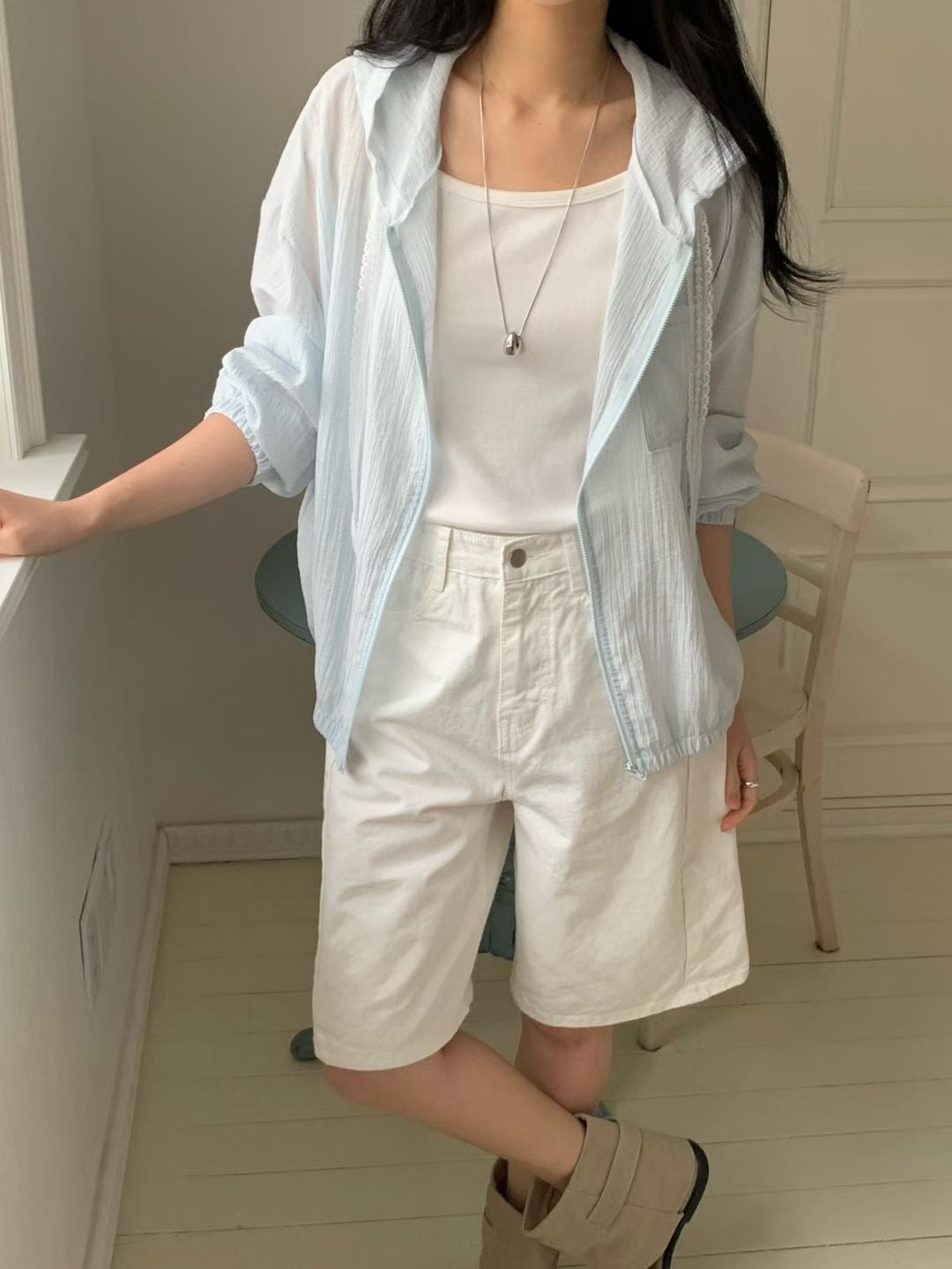 Air-Light Sheer Lace Hooded Sun-Protection Jacket(3 Colors)