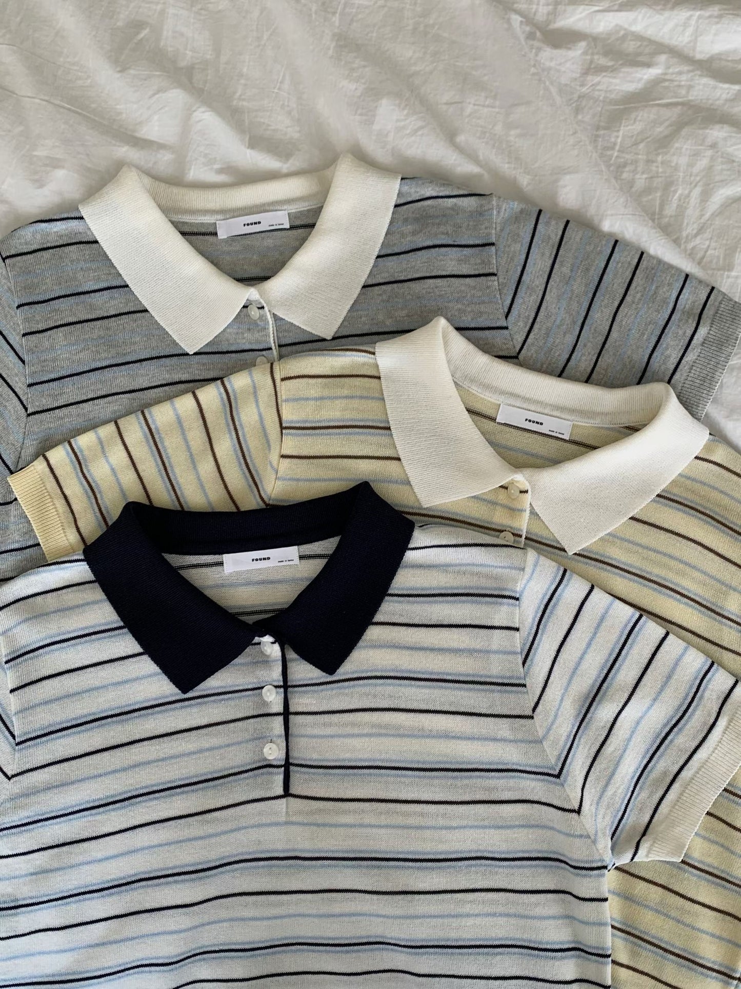 Summer Striped Collared Lightweight Linen Top(3 Colors)