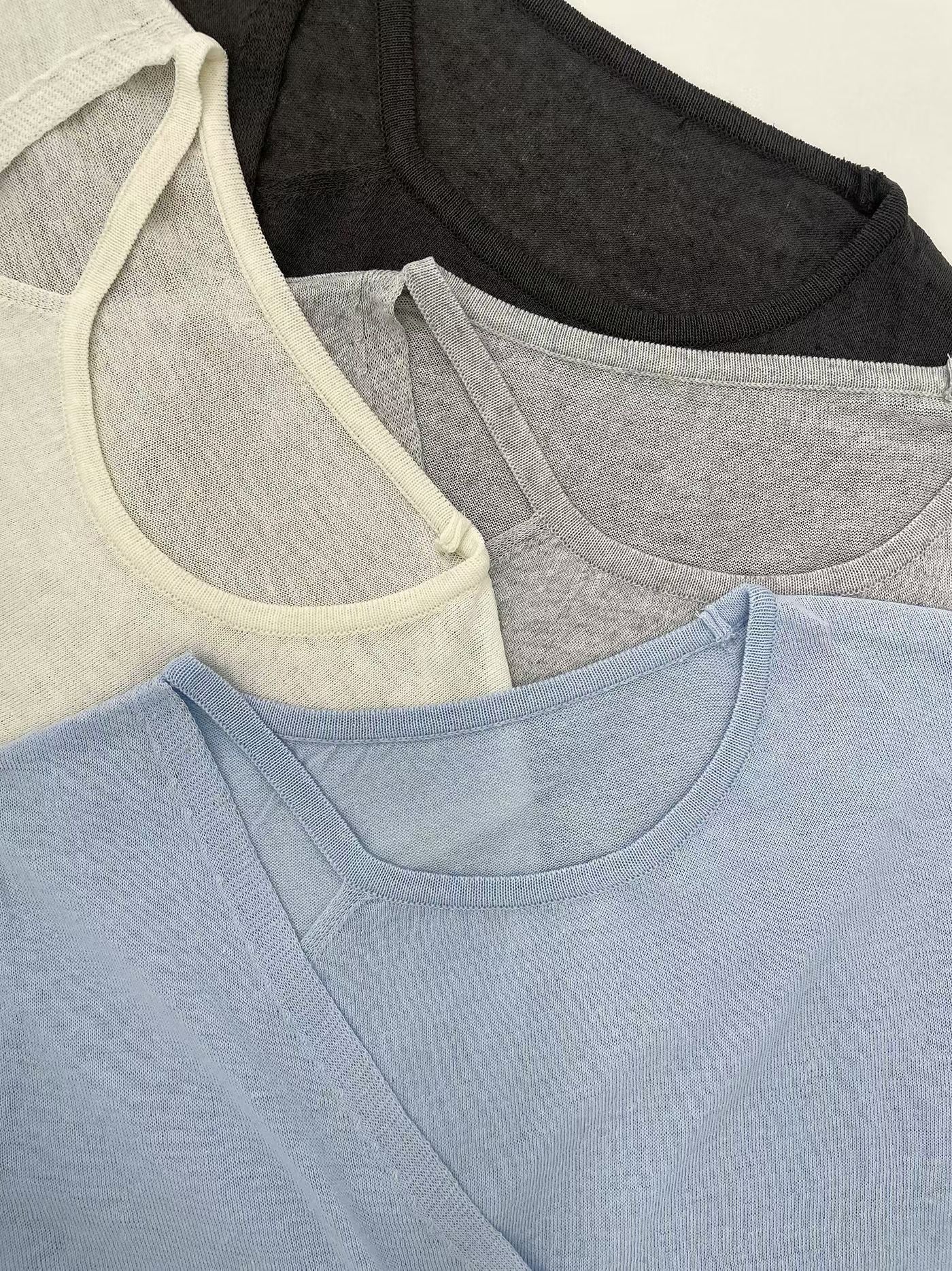 Sophisticated Cross-Front Open Knit Top(4 Colors)