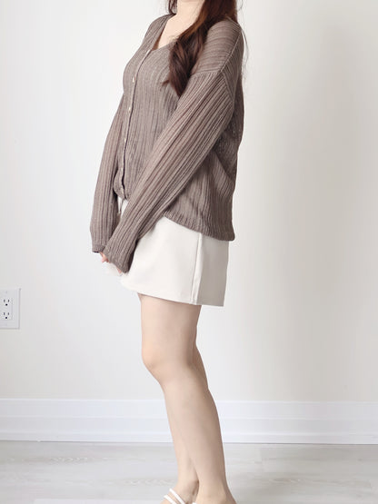 [Pear-Shape Friendly🍐] High-Waist Tailored Shorts with Pockets(Beige)