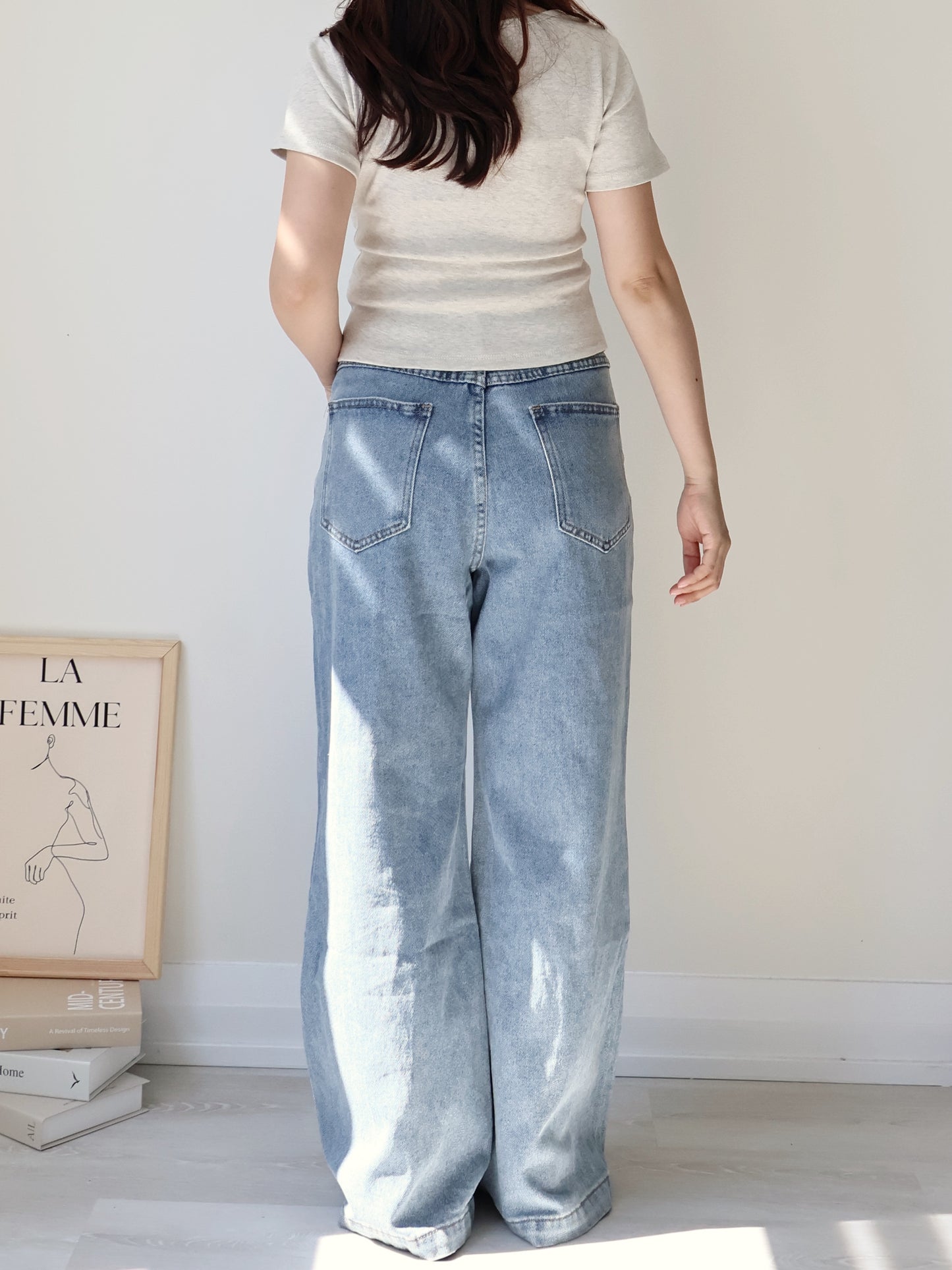 [S-2XL · 3 Lengths] Everyday Drape Tencel Blend Bootcut Denim Pants (Dusty Blue)