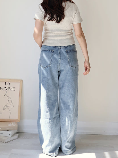 [S-2XL · 3 Lengths] Everyday Drape Tencel Blend Bootcut Denim Pants (Dusty Blue)