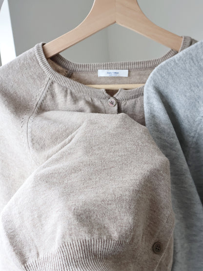 Premium Italian Cotton Soft-Touch Raglan Cardigan(Mocha)
