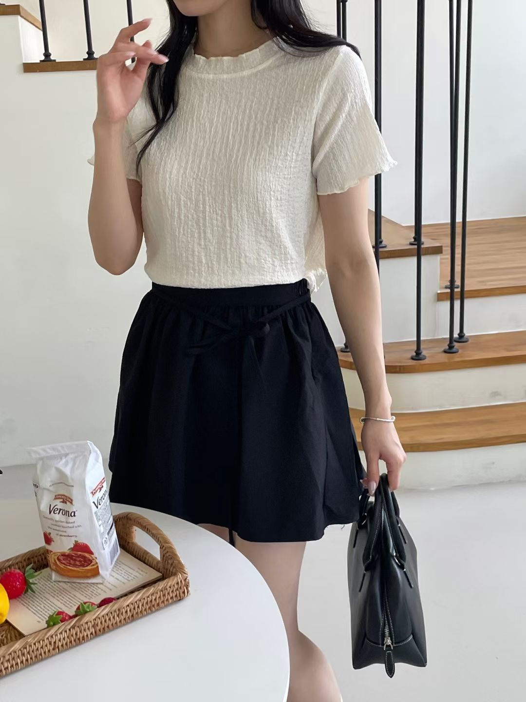 [Wrinkle-Free] Daily Lettuce-Trim Ripple Top(3 Colors)