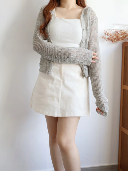 Matcha Milk Foam Hooded Knit Cardigan(Mint)