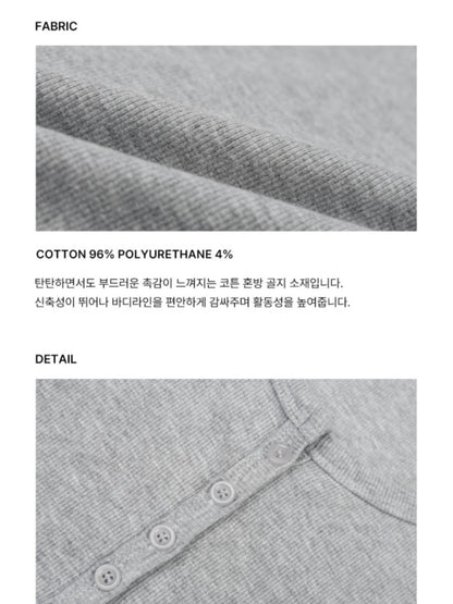 Henley Ribbed Cotton Top(5 colors)