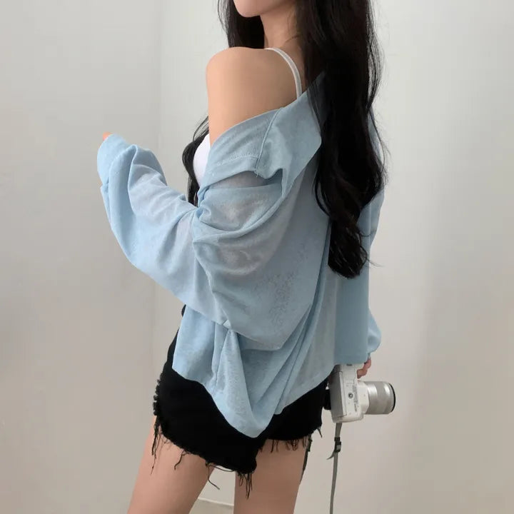 Morning Mist Sheer Layering Oversized Shirt(4 colors)