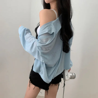 Morning Mist Sheer Layering Oversized Shirt(4 colors)