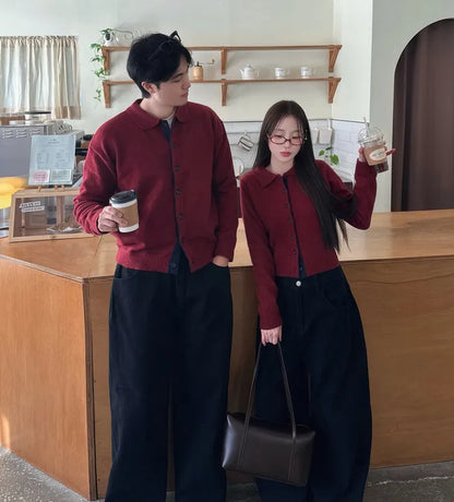 [Female] 5% Wool Color-Block Lapel Cardigan(4 colors)