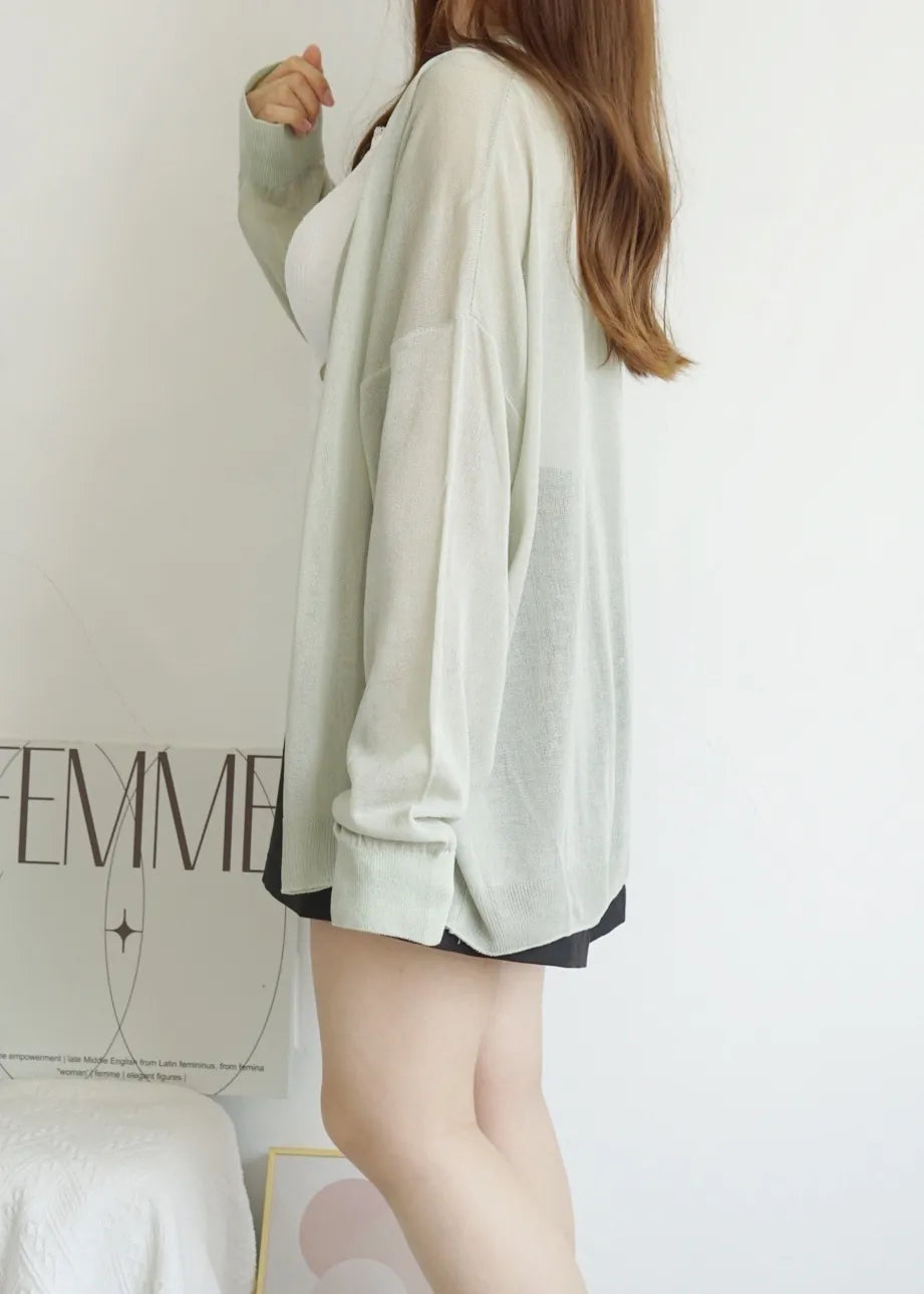 Oversized Sheer Ice Silk Sun-Protection Cardigan(Mint)