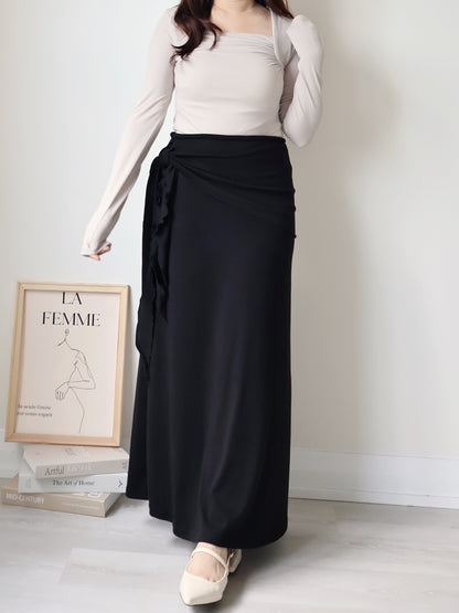 Square-Neck Pleated High-Stretch Top(Beige)