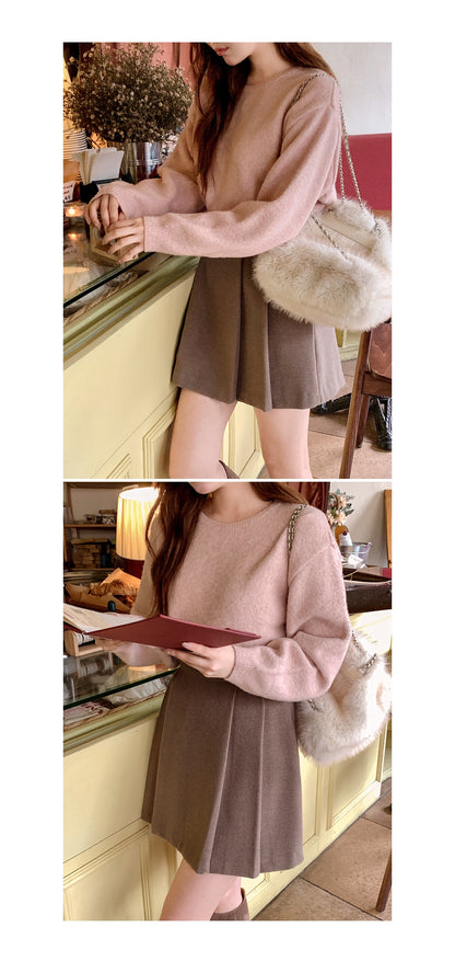 Round Neck Marshmallow Lambswool Sweater(10 Colors)